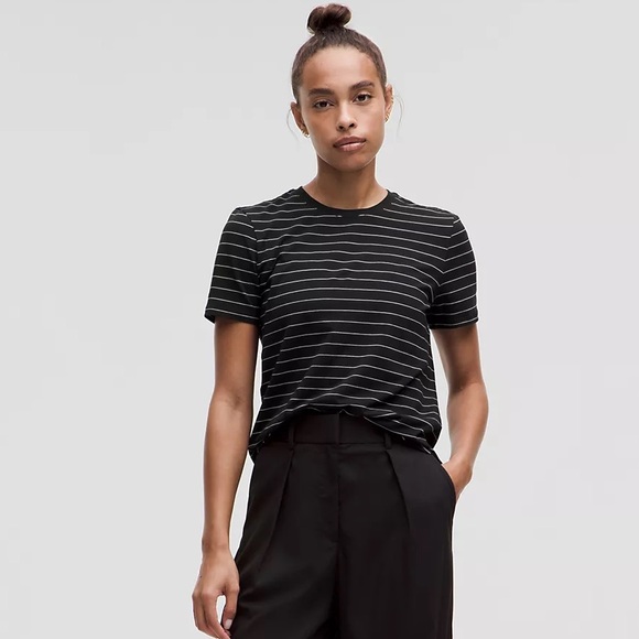 lululemon athletica Tops - Lululemon Love Crewneck T-Shirt Short Serve Stripe Black White